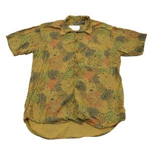 Generra Collection Shirt Mens M Mustard Button Up Short Sleeve Collared Top